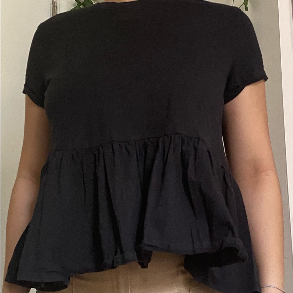 Black shortsleeved peplum shirt